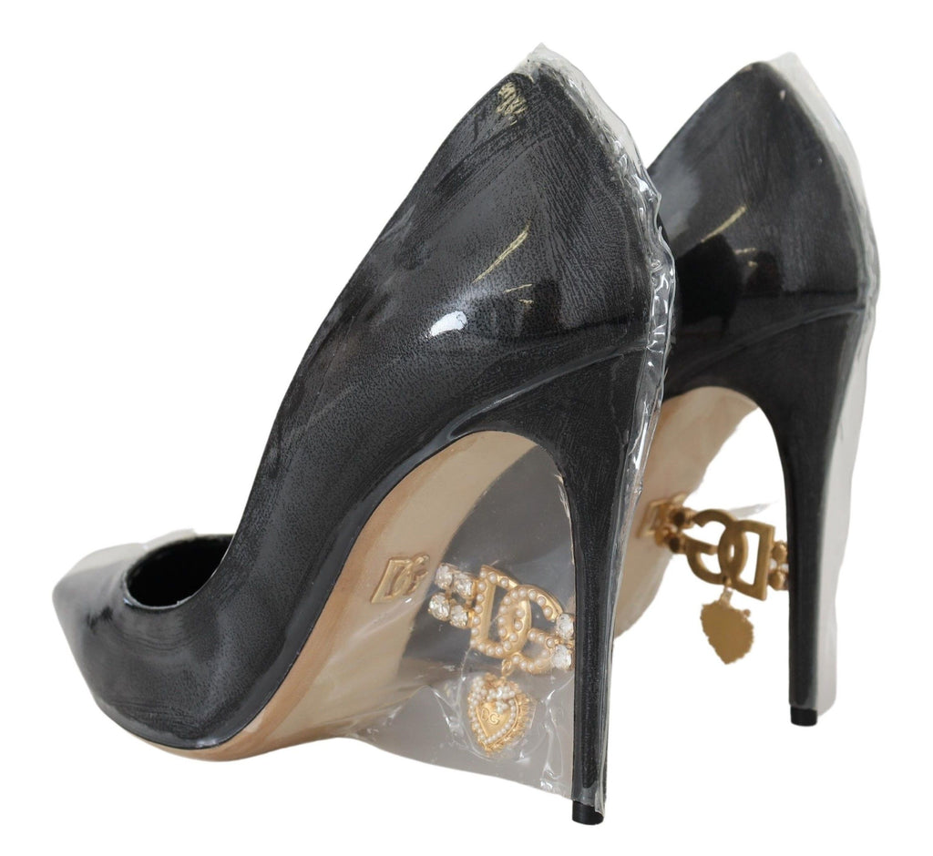 Dolce & Gabbana Black Leather Heels Pumps Plastic Wrapped Shoes - Eljoys Fashion 