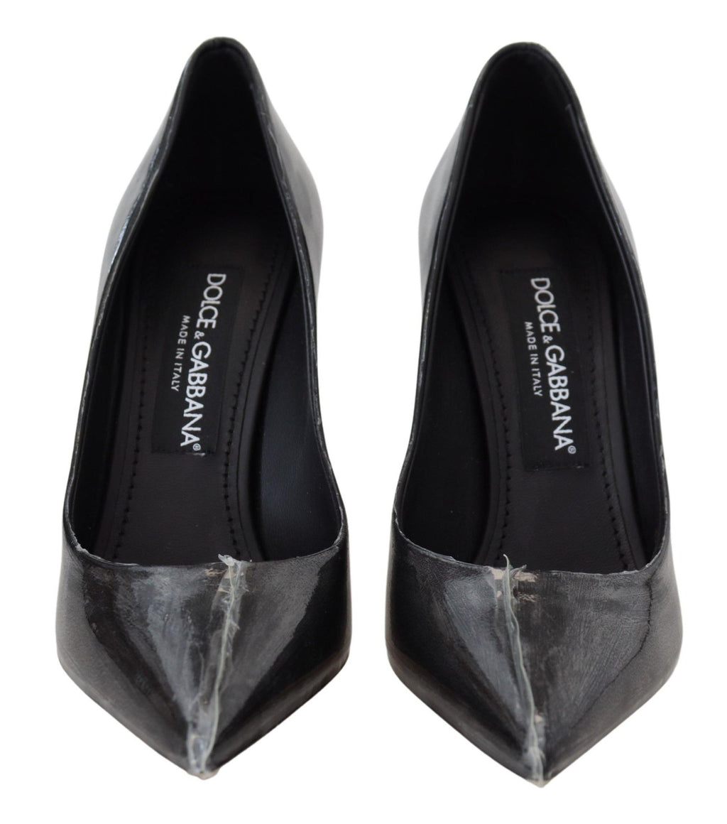 Dolce & Gabbana Black Leather Heels Pumps Plastic Wrapped Shoes - Eljoys Fashion 