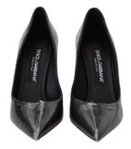 Dolce & Gabbana Black Leather Heels Pumps Plastic Wrapped Shoes - Eljoys Fashion 