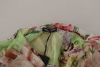 Dolce & Gabbana Multicolor Floral Patchwork Design Ascot Collar Top Blouse