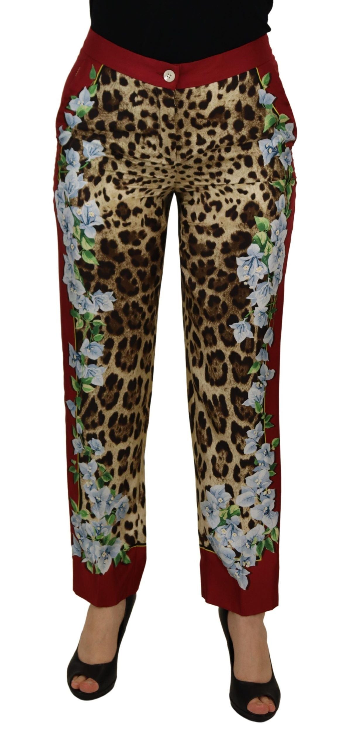 Dolce & Gabbana Multicolor Leopard Flora Printed Mid Waist Trouser Pants Dolce & Gabbana