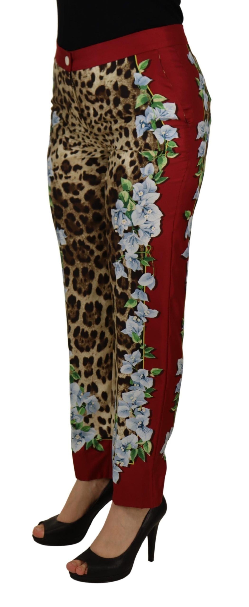 Dolce & Gabbana Multicolor Leopard Flora Printed Mid Waist Trouser Pants Dolce & Gabbana