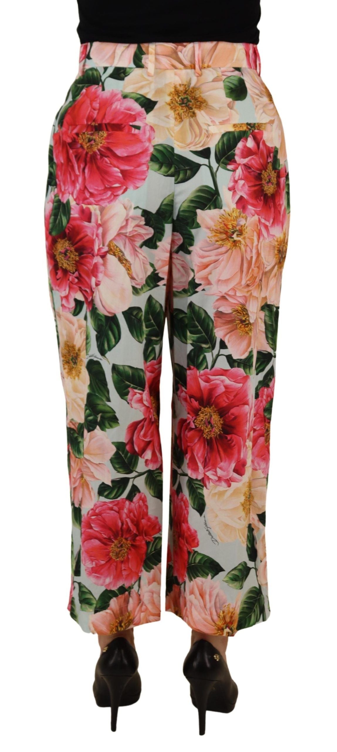 Dolce & Gabbana Multicolor Flora Printed High Waist Cropped Trouser Pants Dolce & Gabbana