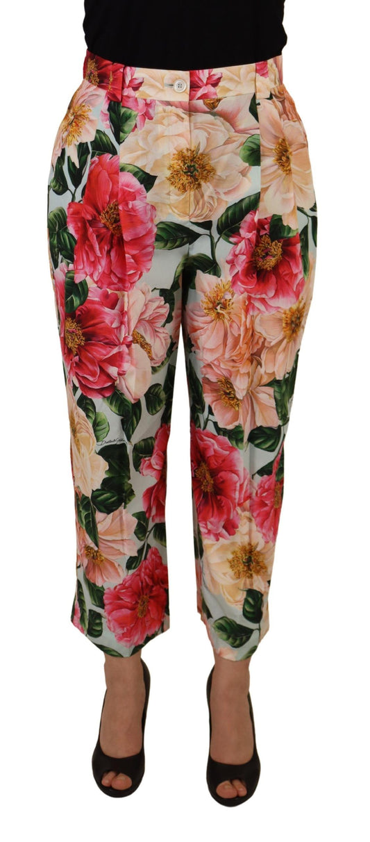 Dolce & Gabbana Multicolor Flora Printed High Waist Cropped Trouser Pants Dolce & Gabbana