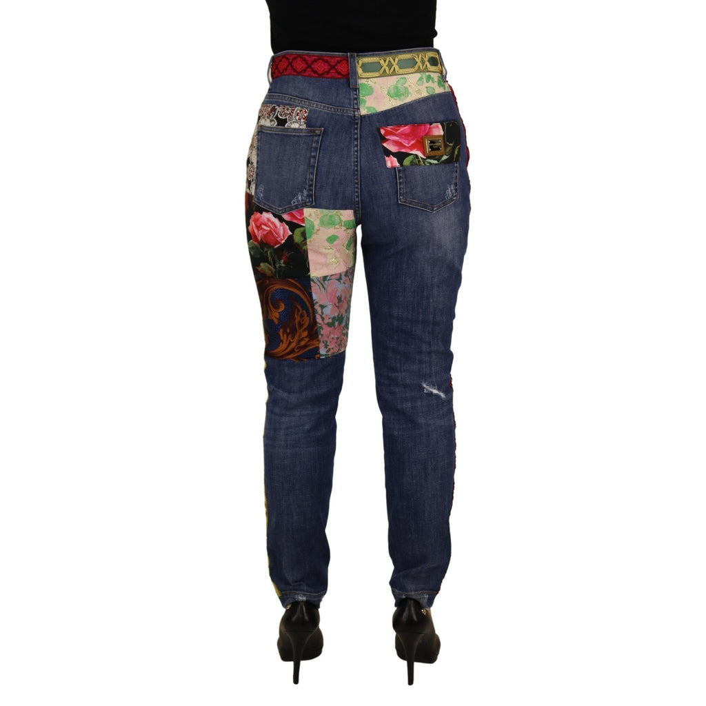 Dolce & Gabbana Blue Patchwork High Waist Denim Jeans
