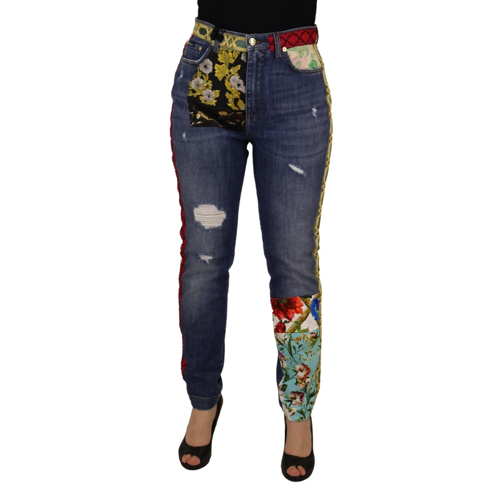 Dolce & Gabbana Blue Patchwork High Waist Denim Jeans