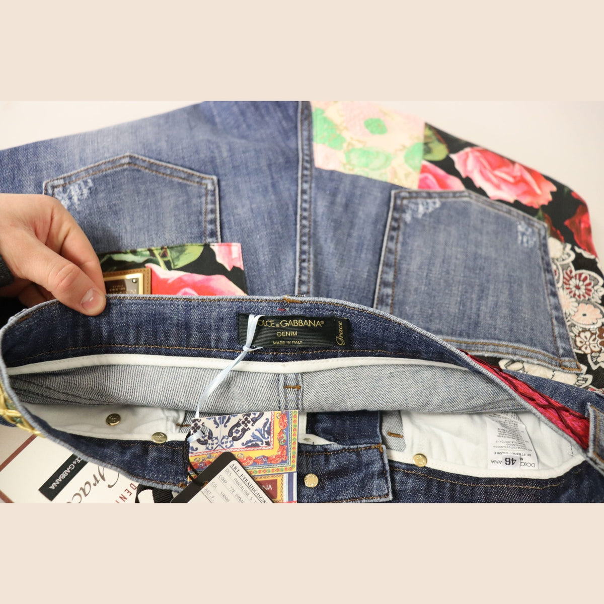 Dolce & Gabbana Blue Patchwork High Waist Denim Jeans