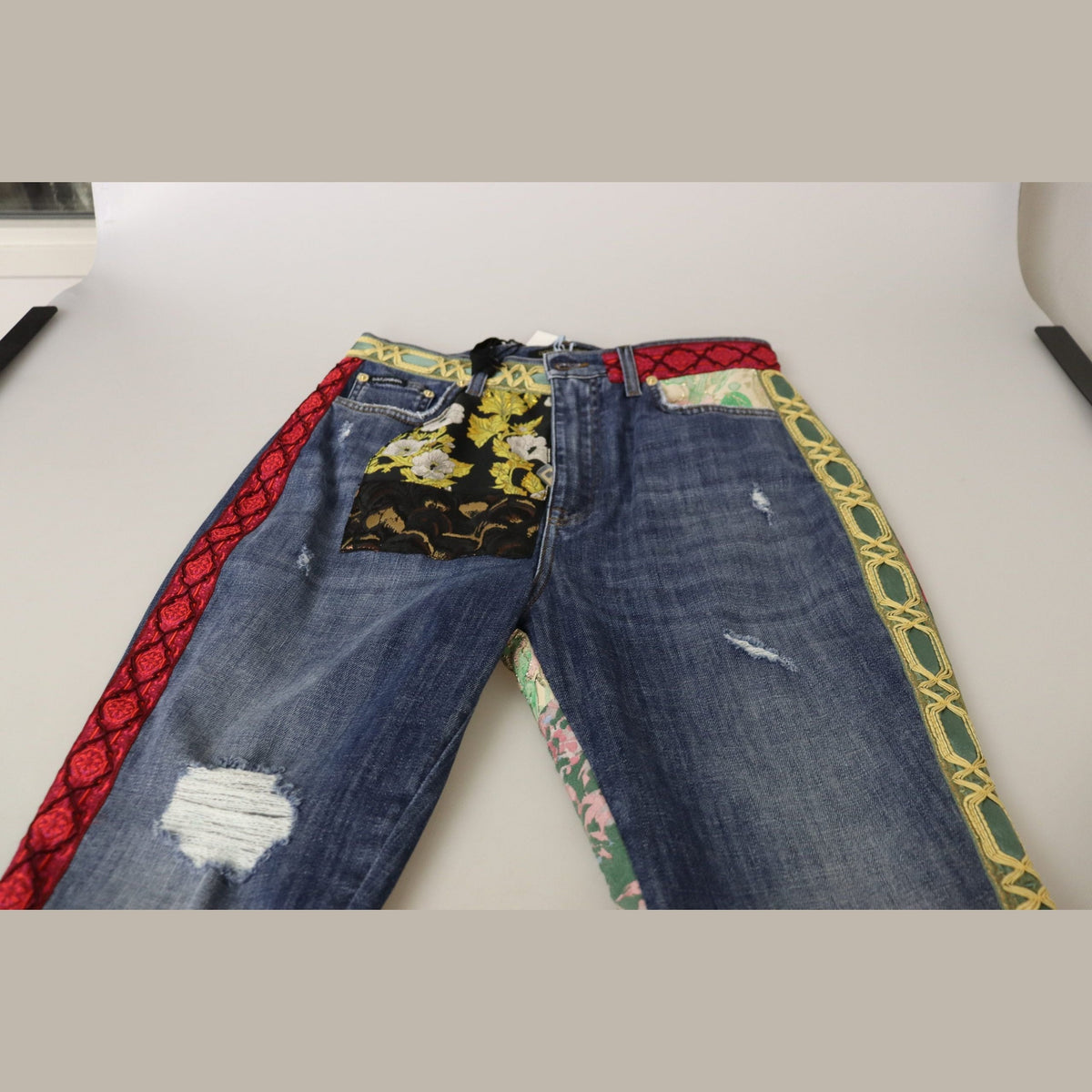 Dolce & Gabbana Blue Patchwork High Waist Denim Jeans