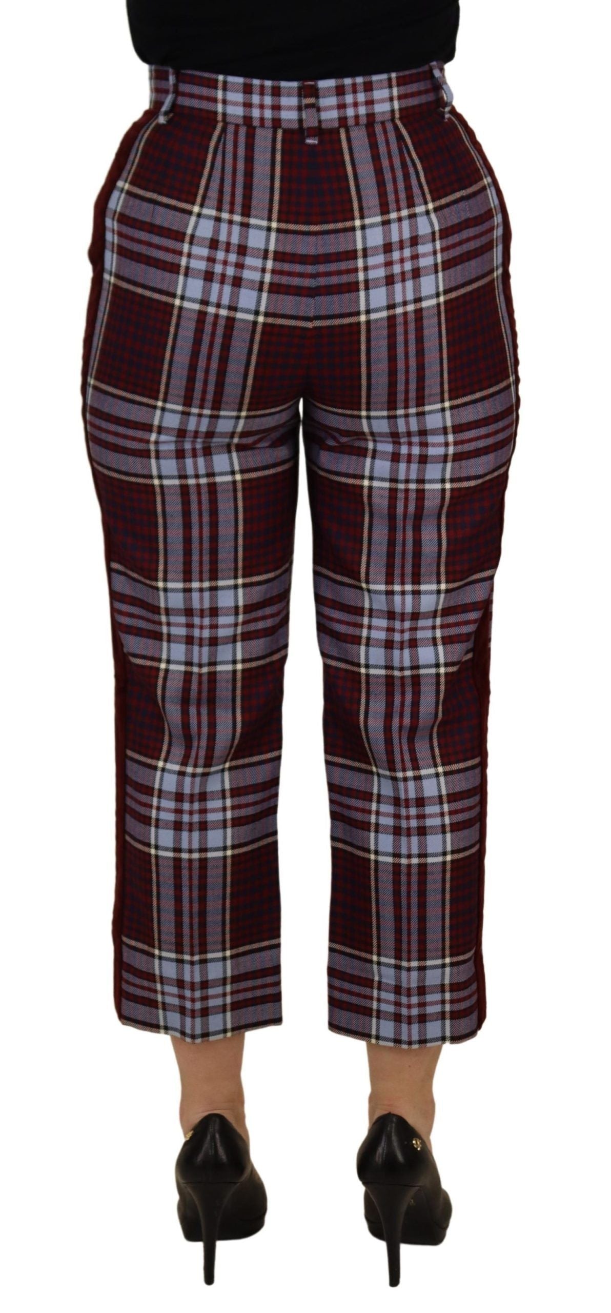 Dolce & Gabbana Gray Checked High Waist Cropped Trouser Pants Dolce & Gabbana