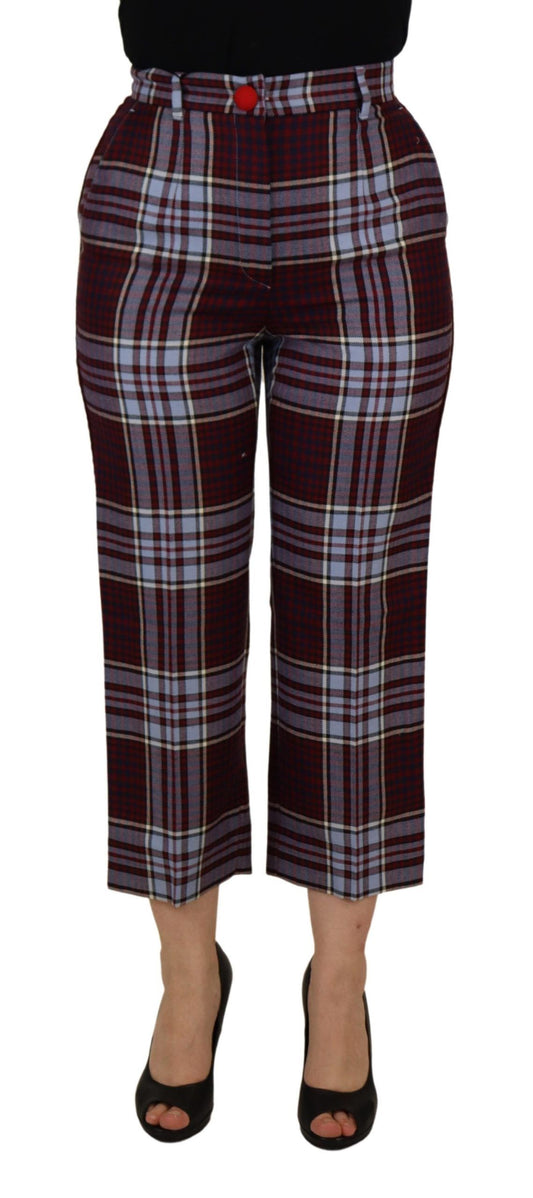 Dolce & Gabbana Gray Checked High Waist Cropped Trouser Pants Dolce & Gabbana