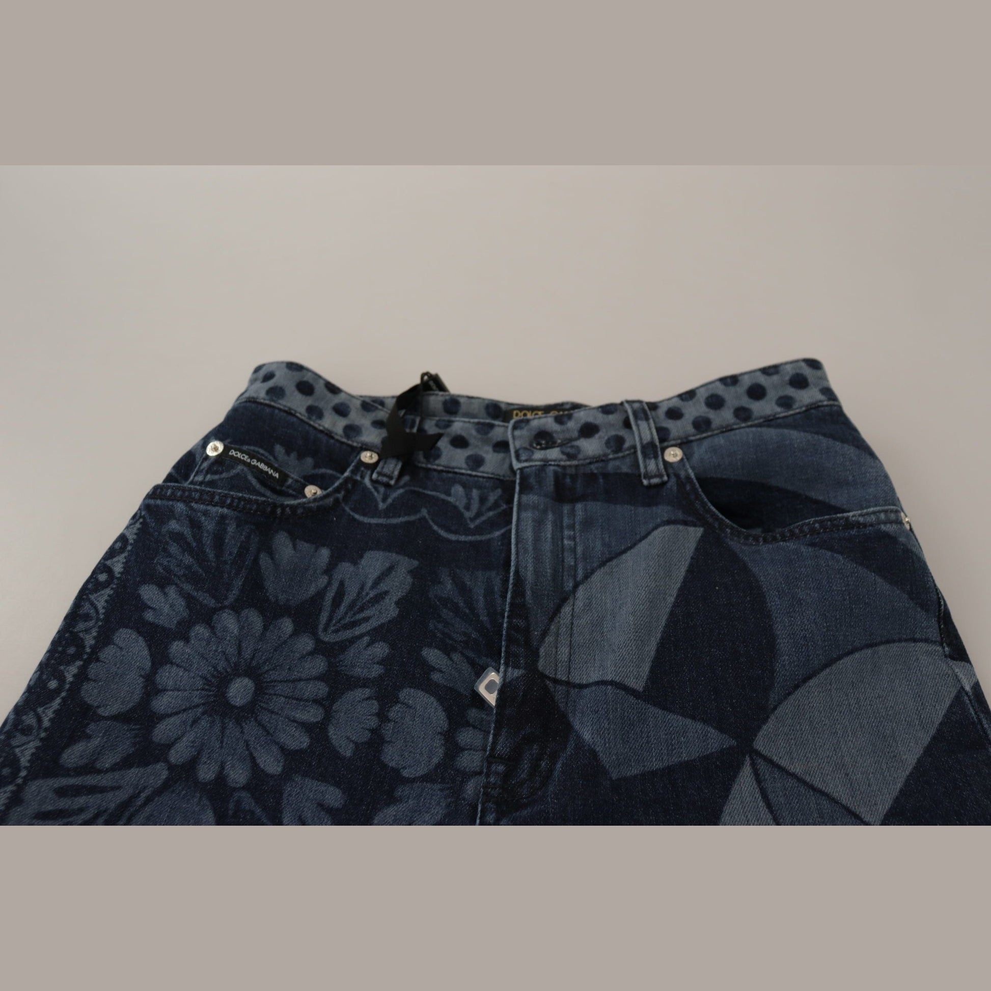 Dolce & Gabbana Blue Floral High Waist Skinny Denim Jeans Dolce & Gabbana