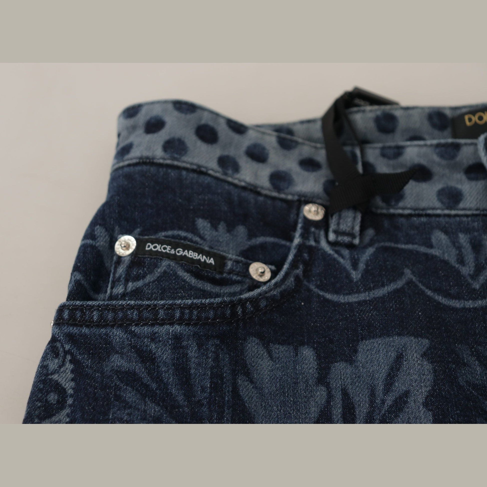 Dolce & Gabbana Blue Floral High Waist Skinny Denim Jeans Dolce & Gabbana