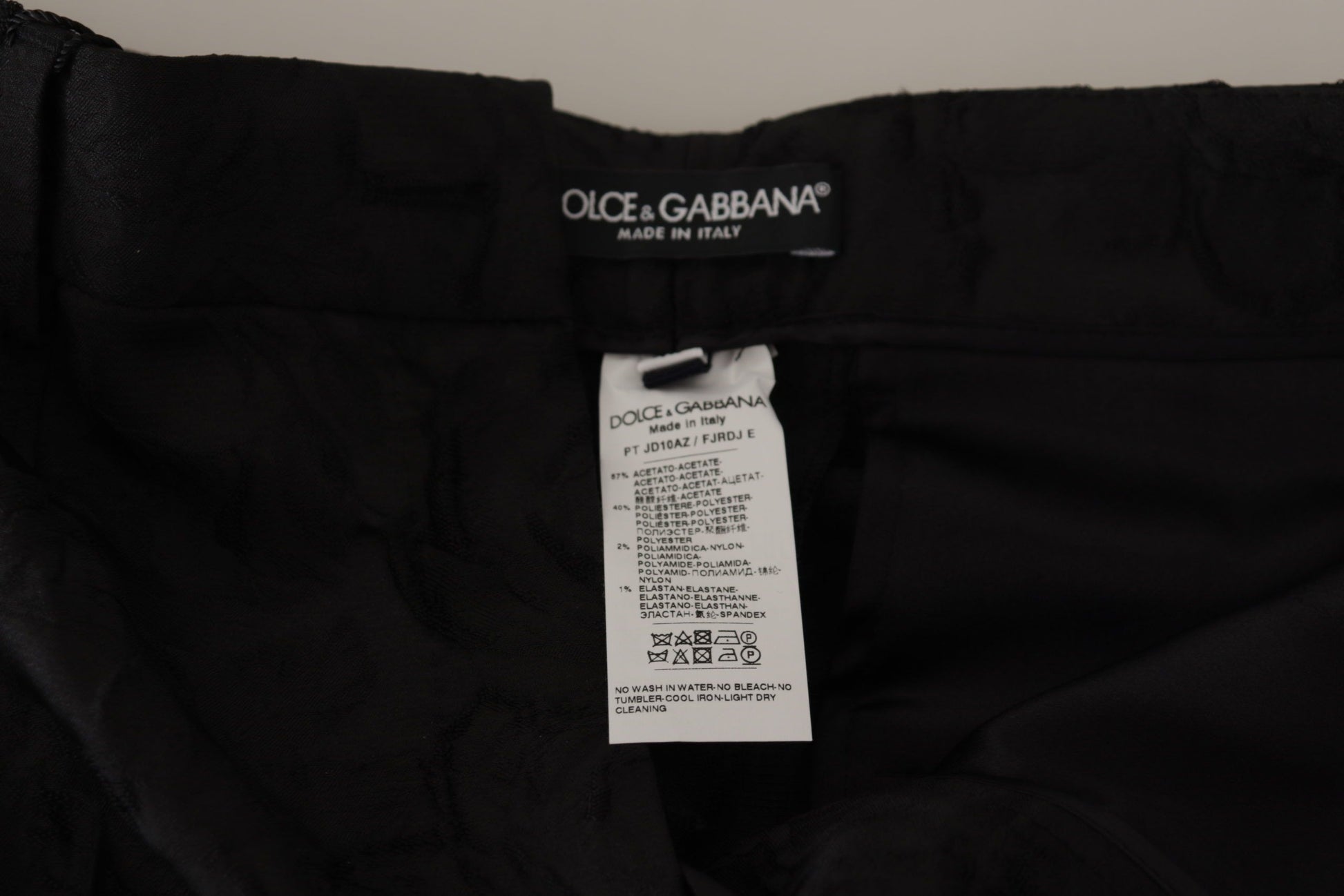 Dolce & Gabbana Black Brocade Cropped High Waist Pants Dolce & Gabbana