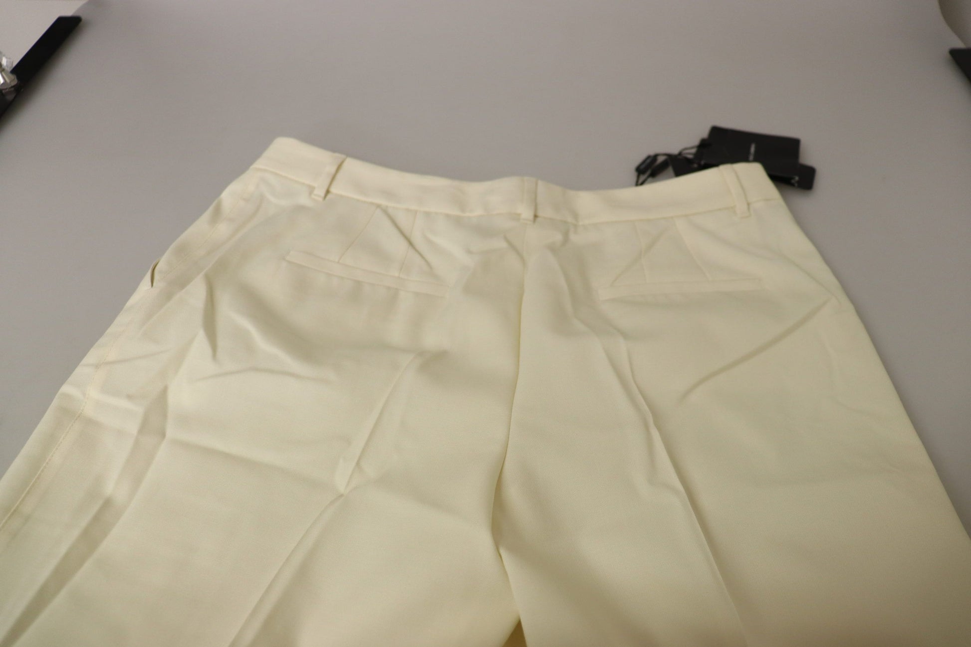 Dolce & Gabbana Ivory High Waist Cropped Folded Hem Trousers Pants Dolce & Gabbana