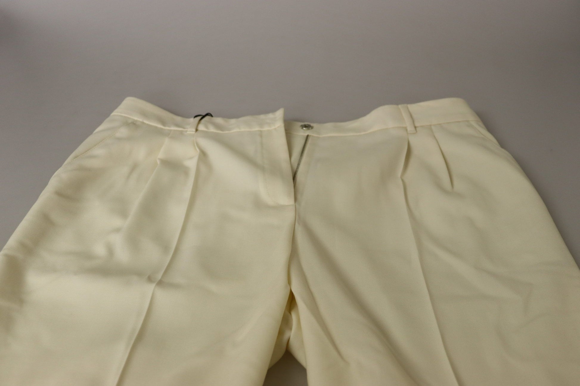 Dolce & Gabbana Ivory High Waist Cropped Folded Hem Trousers Pants Dolce & Gabbana