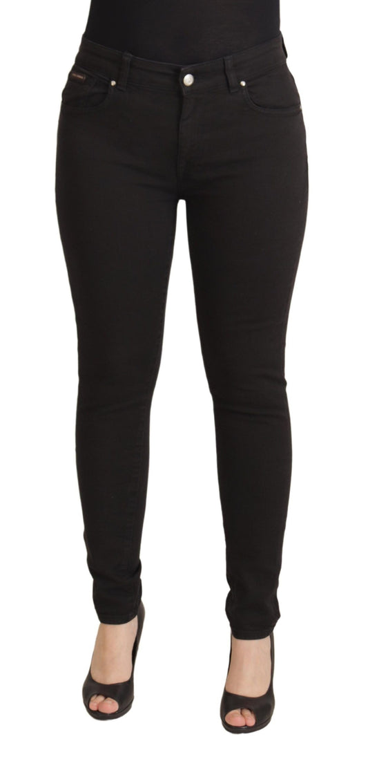 Dolce & Gabbana Black Mid Waist Skinny Denim Cotton Jeans Dolce & Gabbana