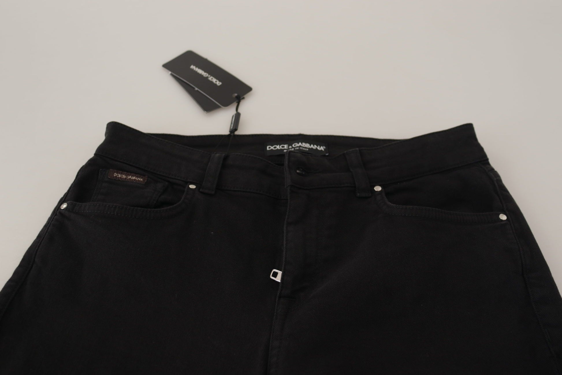 Dolce & Gabbana Black Mid Waist Skinny Denim Cotton Jeans Dolce & Gabbana