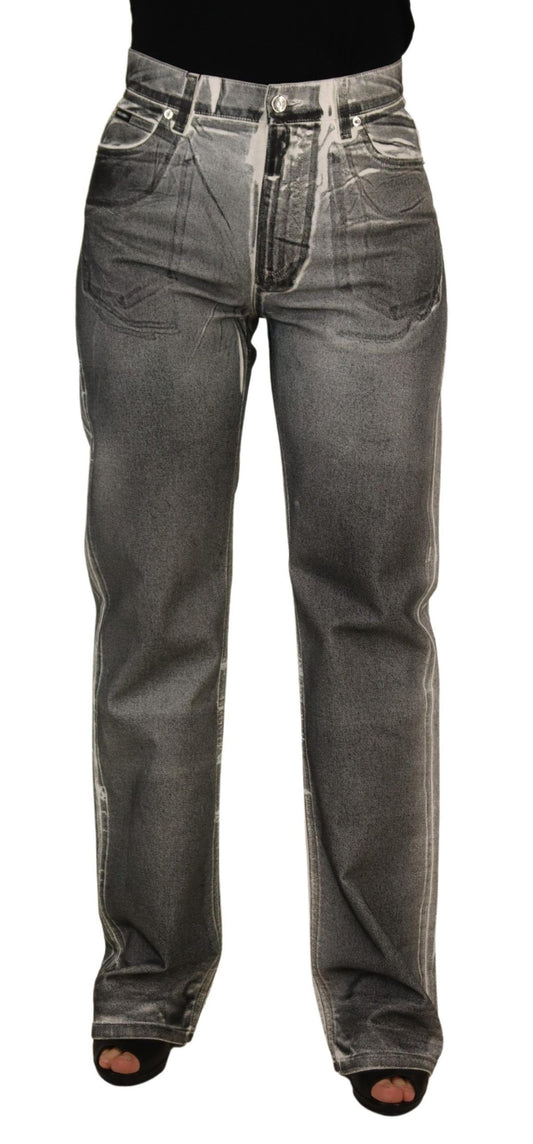 Dolce & Gabbana Grey Washed High Waist Denim Pants Cotton Jeans Dolce & Gabbana