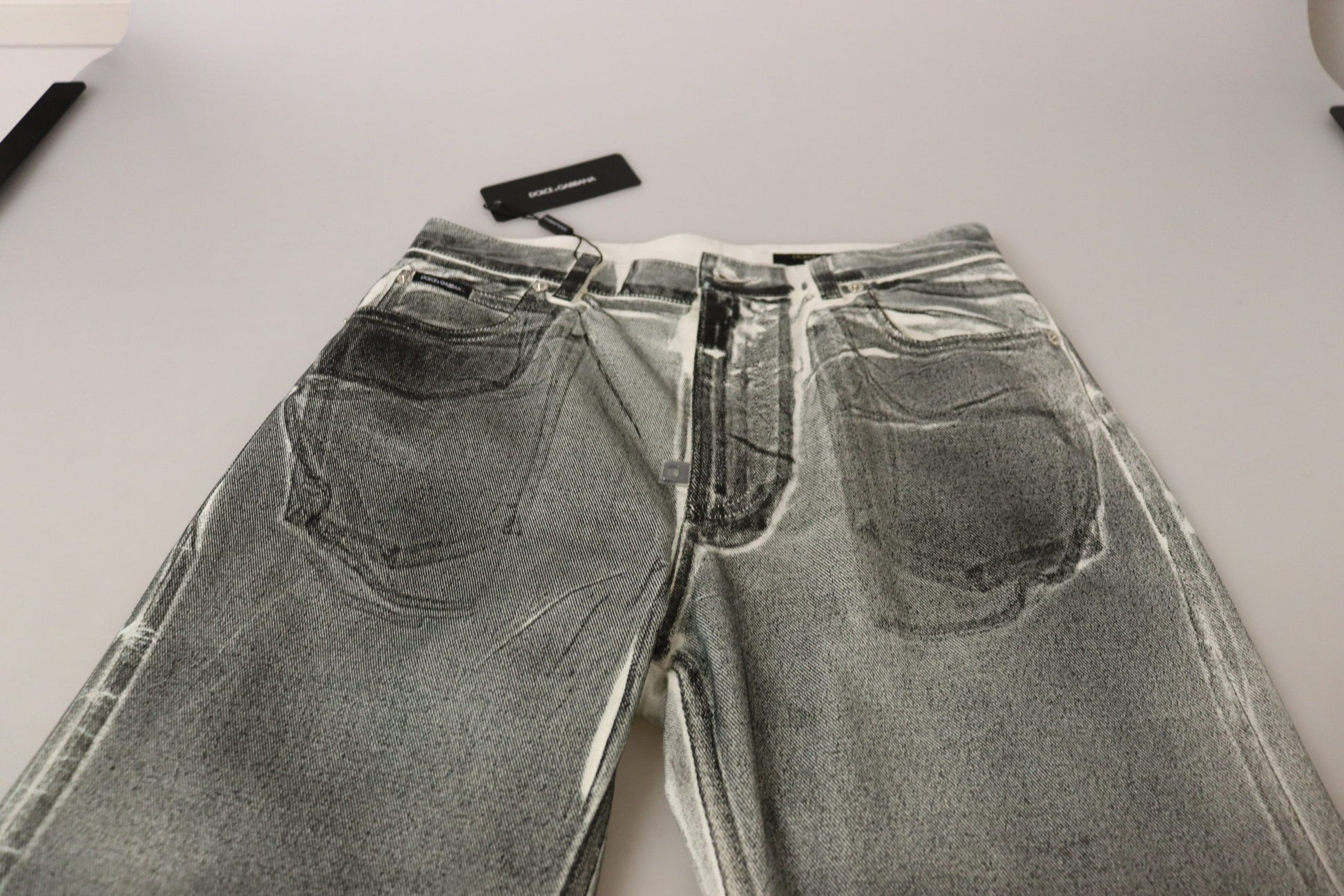 Dolce & Gabbana Grey Washed High Waist Denim Pants Cotton Jeans Dolce & Gabbana
