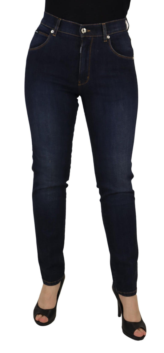 Dolce & Gabbana Blue Cotton High Waist Skinny Denim Jeans Dolce & Gabbana