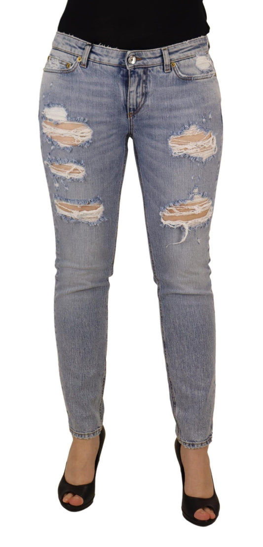 Dolce & Gabbana Blue Cotton Stretch Skinny Low Waist Denim Jeans Dolce & Gabbana