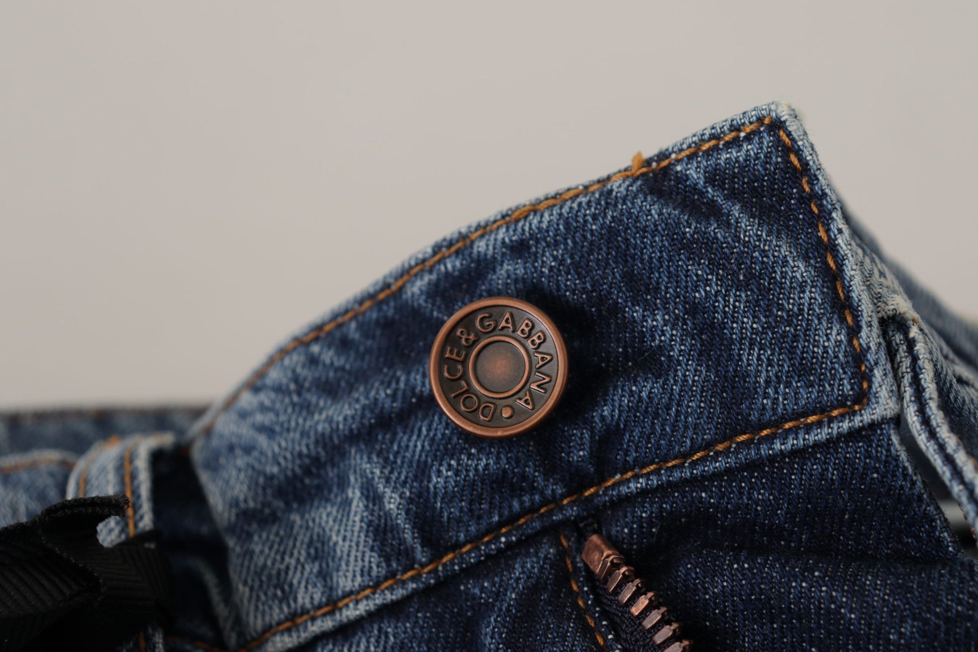 Dolce & Gabbana Blue Denim Baroque Heart Logo Patch Pants Jeans Dolce & Gabbana