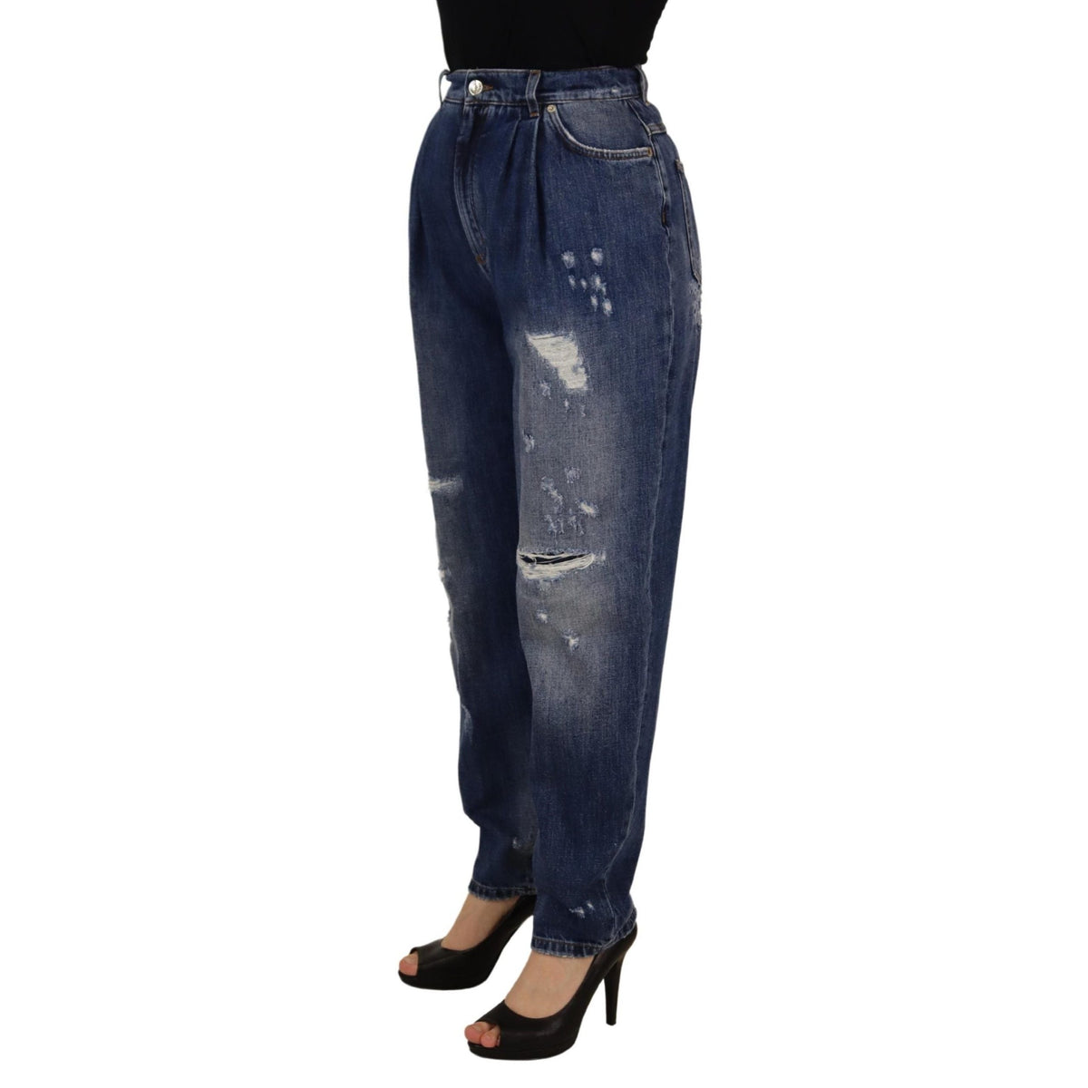 Dolce & Gabbana Blue Washed High Waist Loose Fit Pants