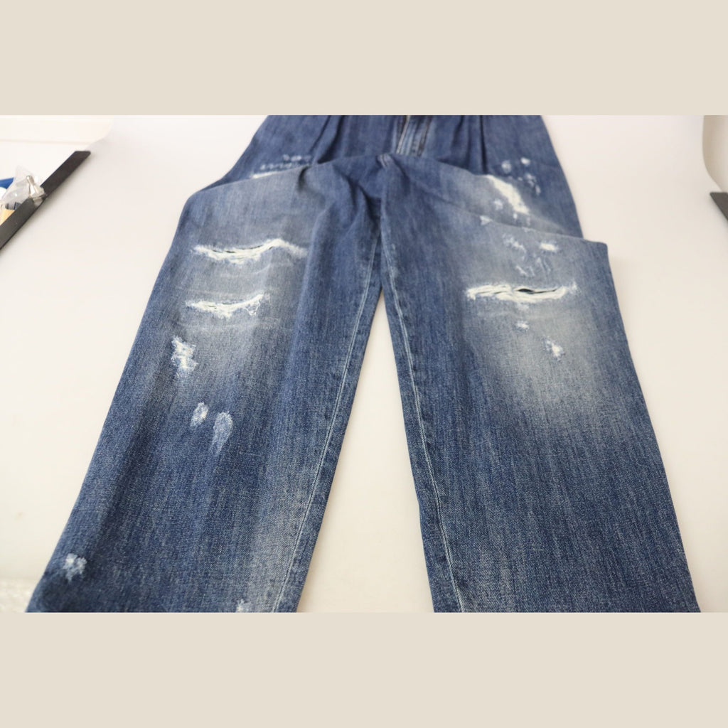 Dolce & Gabbana Blue Washed High Waist Loose Fit Pants