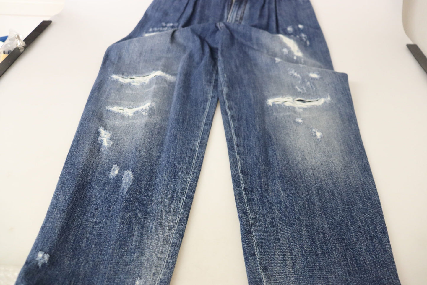 Dolce & Gabbana Blue Washed High Waist Loose Fit Pants Dolce & Gabbana