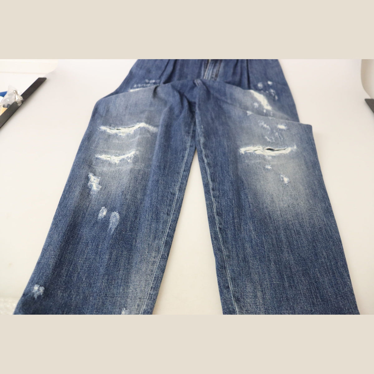 Dolce & Gabbana Blue Washed High Waist Loose Fit Pants