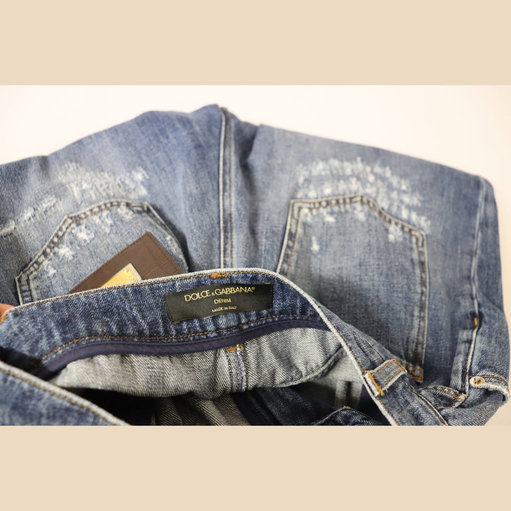 Dolce & Gabbana Blue Washed High Waist Loose Fit Pants