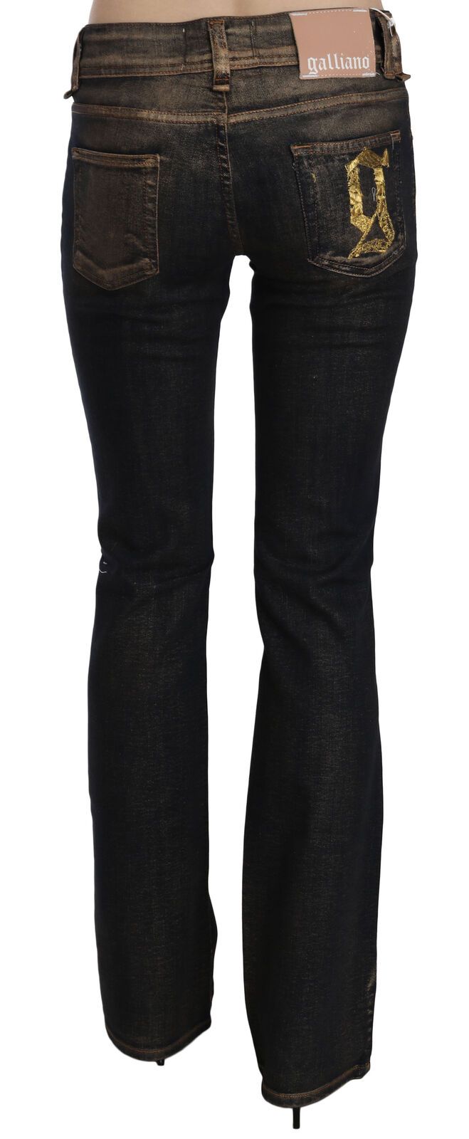 John Galliano Black Washed Mid Waist Flared Denim Pants Cotton John Galliano