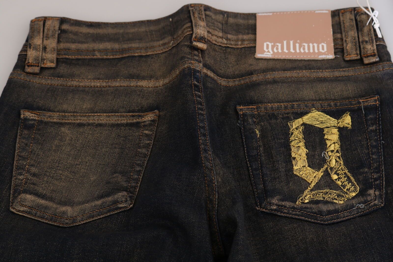 John Galliano Black Washed Mid Waist Flared Denim Pants Cotton John Galliano
