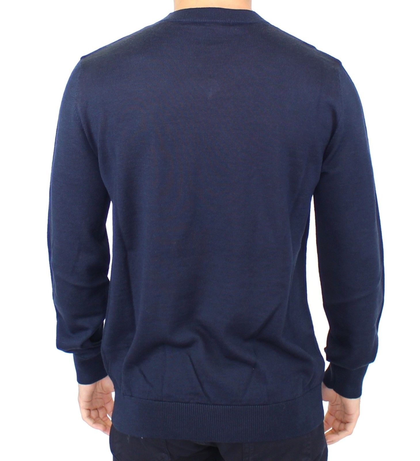 Ermanno Scervino Blue Wool Blend V-neck Pullover Sweater Ermanno Scervino