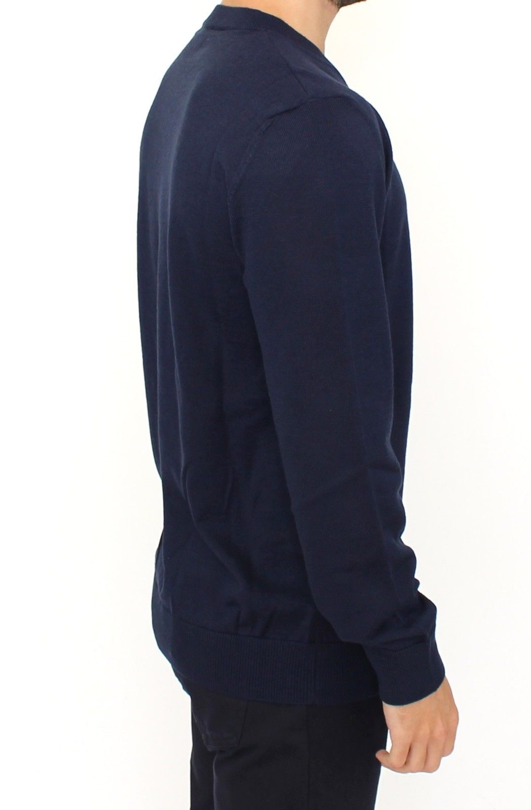 Ermanno Scervino Blue Wool Blend V-neck Pullover Sweater Ermanno Scervino