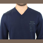 Ermanno Scervino Blue Wool Blend V-neck Pullover Sweater