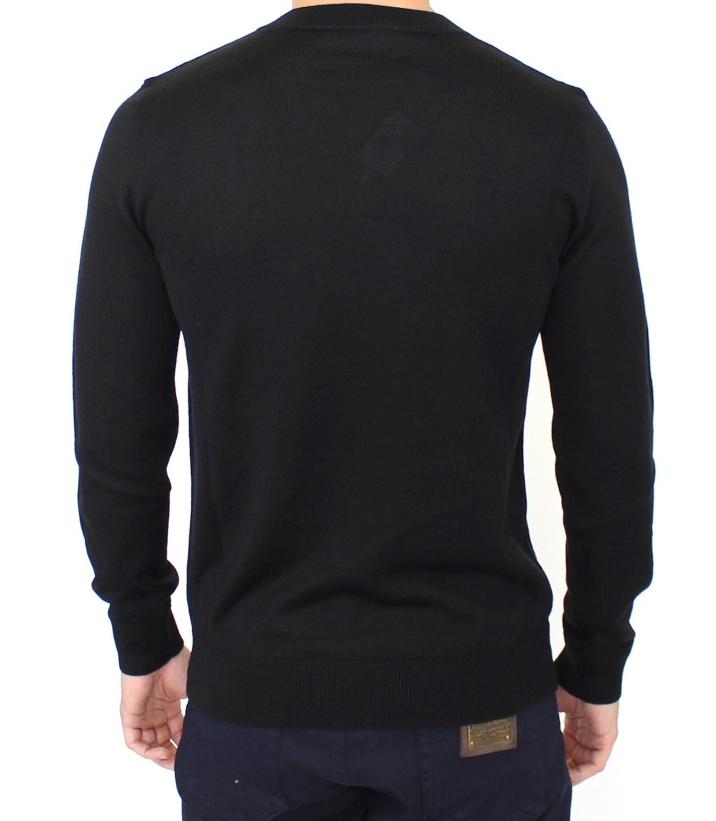 Ermanno Scervino Black Wool Blend V-neck Pullover Sweater Ermanno Scervino