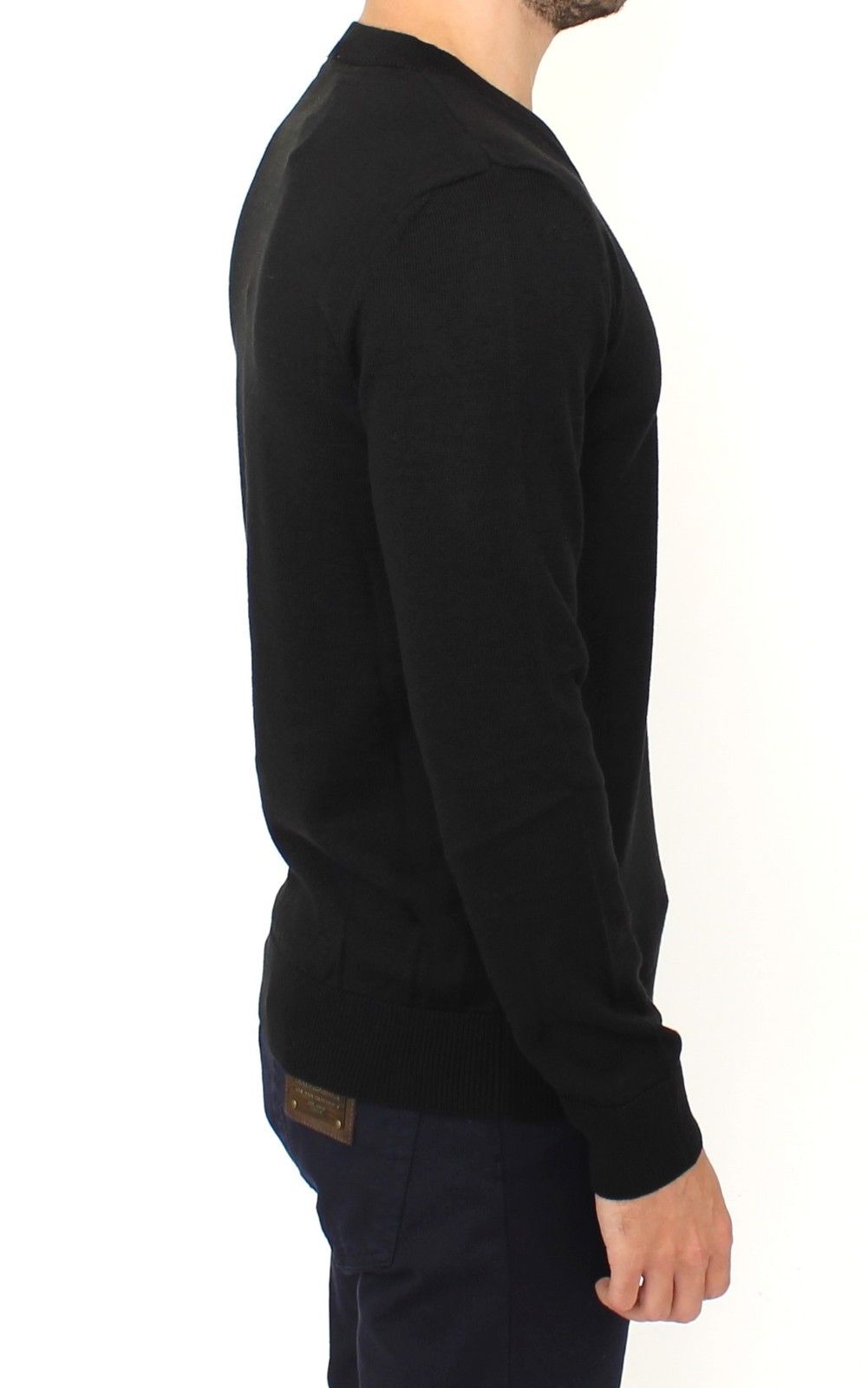 Ermanno Scervino Black Wool Blend V-neck Pullover Sweater Ermanno Scervino