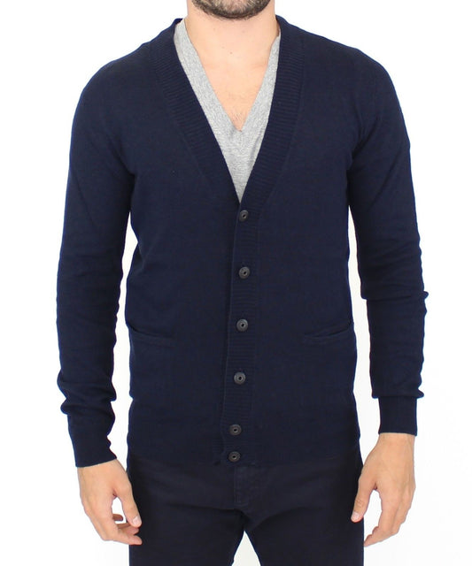 Ermanno Scervino Blue Wool Cashmere Cardigan Pullover Sweater Ermanno Scervino