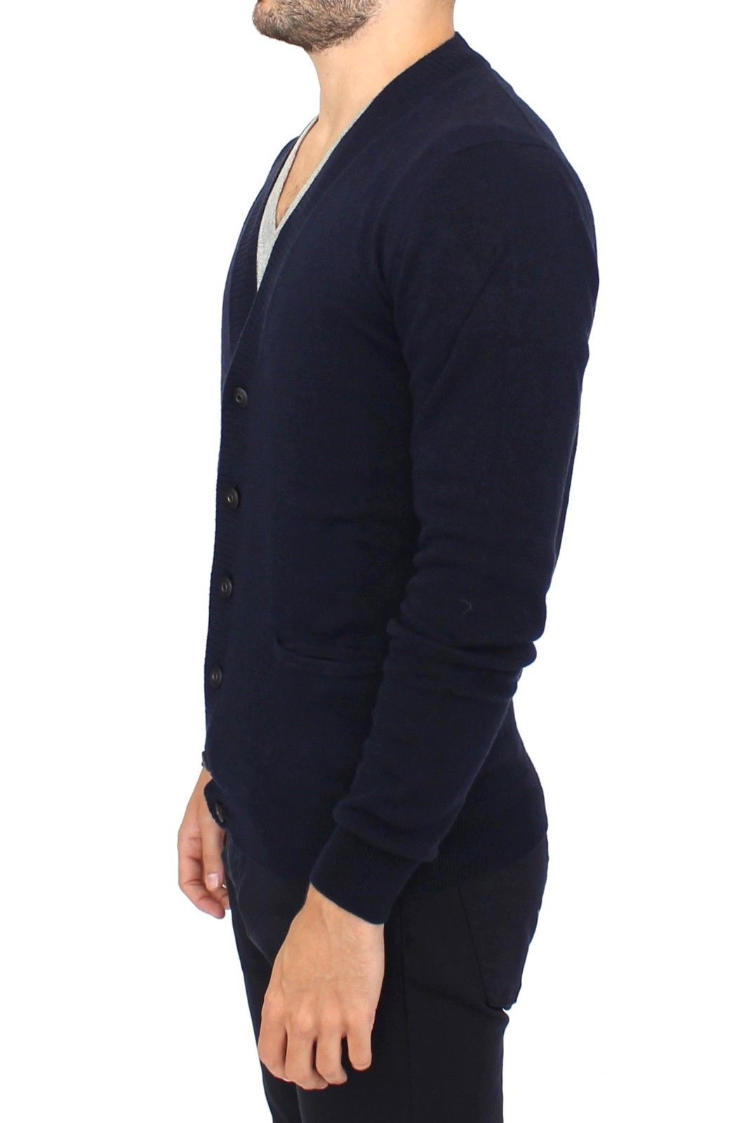 Ermanno Scervino Blue Wool Cashmere Cardigan Pullover Sweater Ermanno Scervino