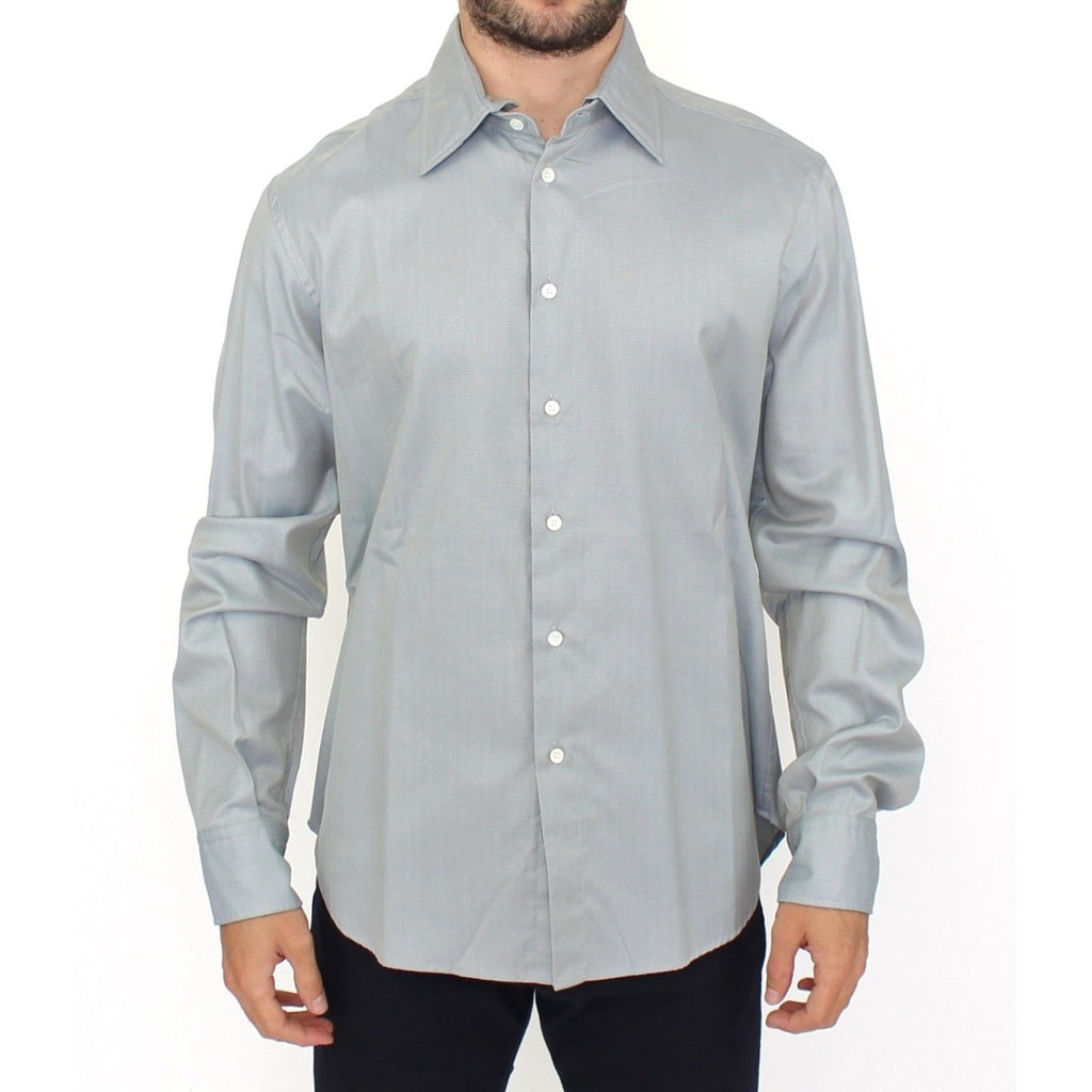 Ermanno Scervino Gray Cotton Long Sleeve Casual Shirt Top