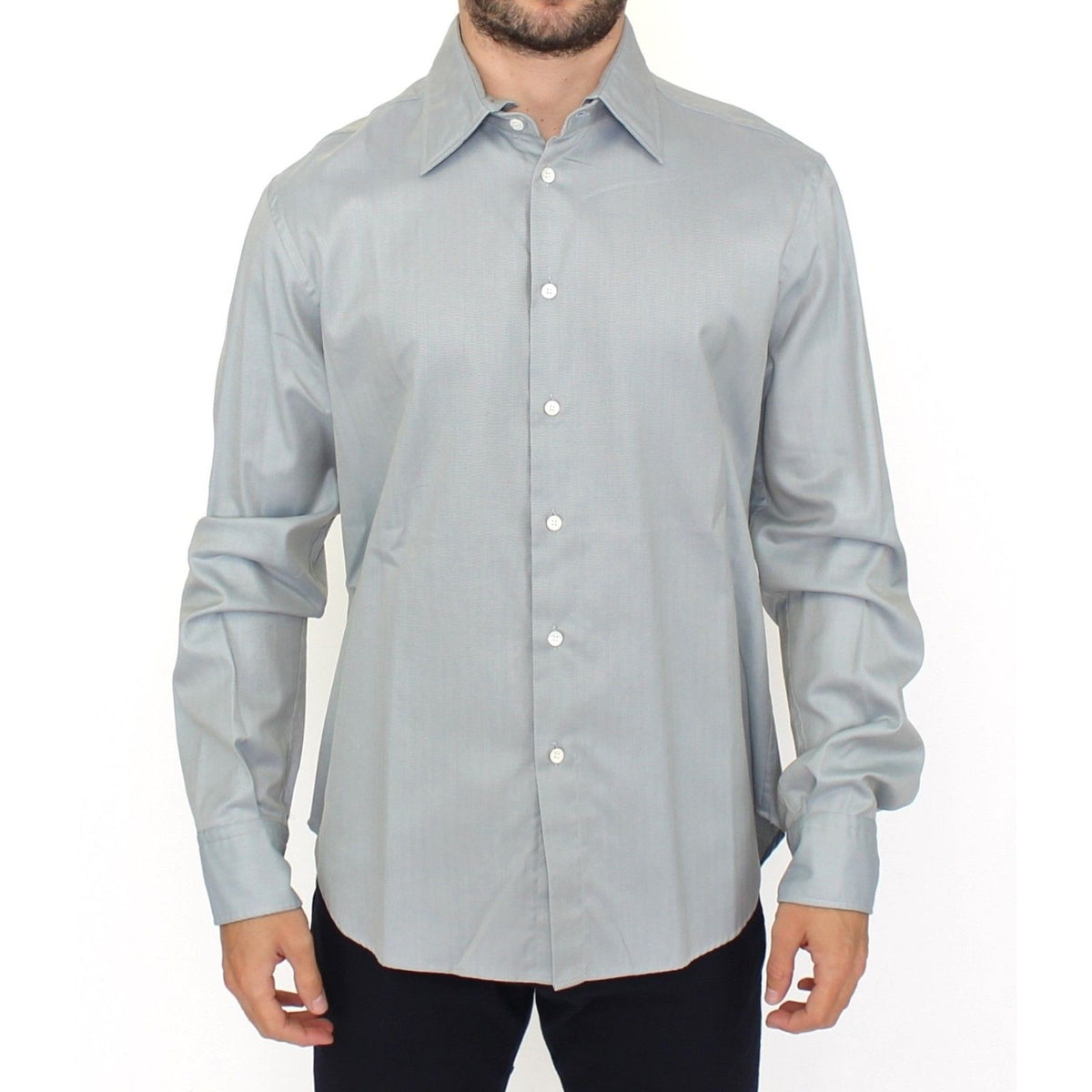 Ermanno Scervino Gray Cotton Long Sleeve Casual Shirt Top