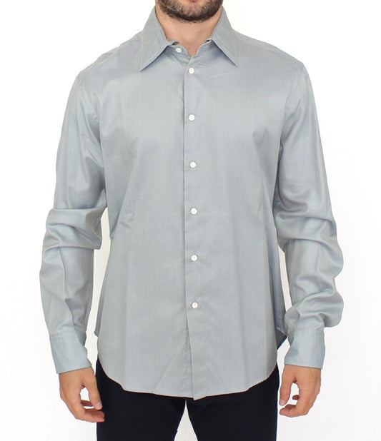 Ermanno Scervino Gray Cotton Long Sleeve Casual Shirt Top Ermanno Scervino