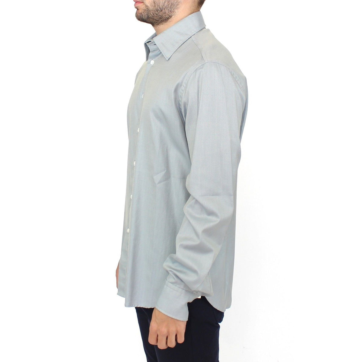 Ermanno Scervino Gray Cotton Long Sleeve Casual Shirt Top