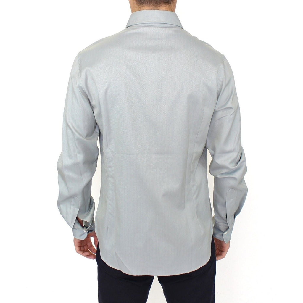 Ermanno Scervino Gray Cotton Long Sleeve Casual Shirt Top
