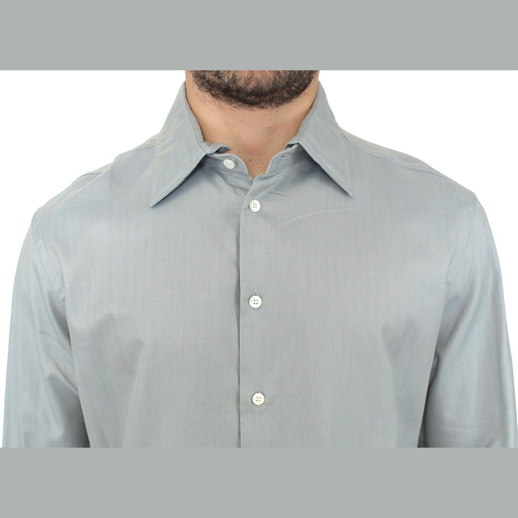 Ermanno Scervino Gray Cotton Long Sleeve Casual Shirt Top