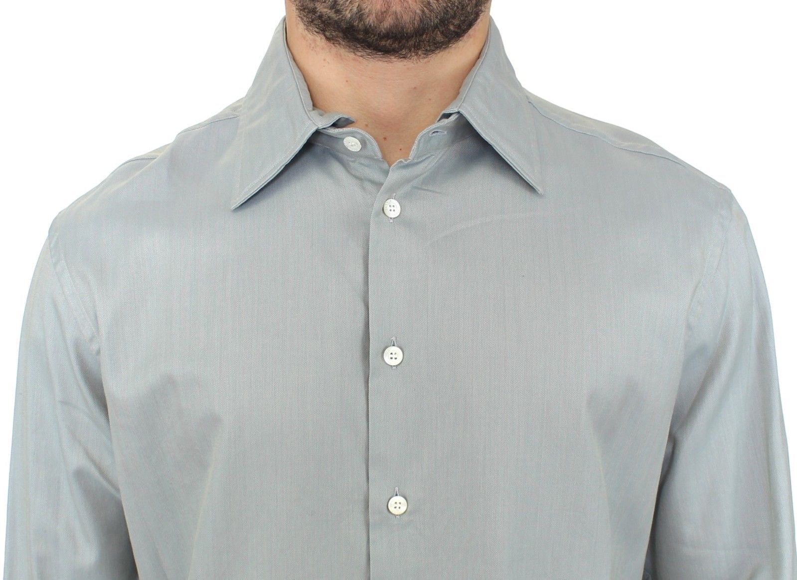 Ermanno Scervino Gray Cotton Long Sleeve Casual Shirt Top Ermanno Scervino