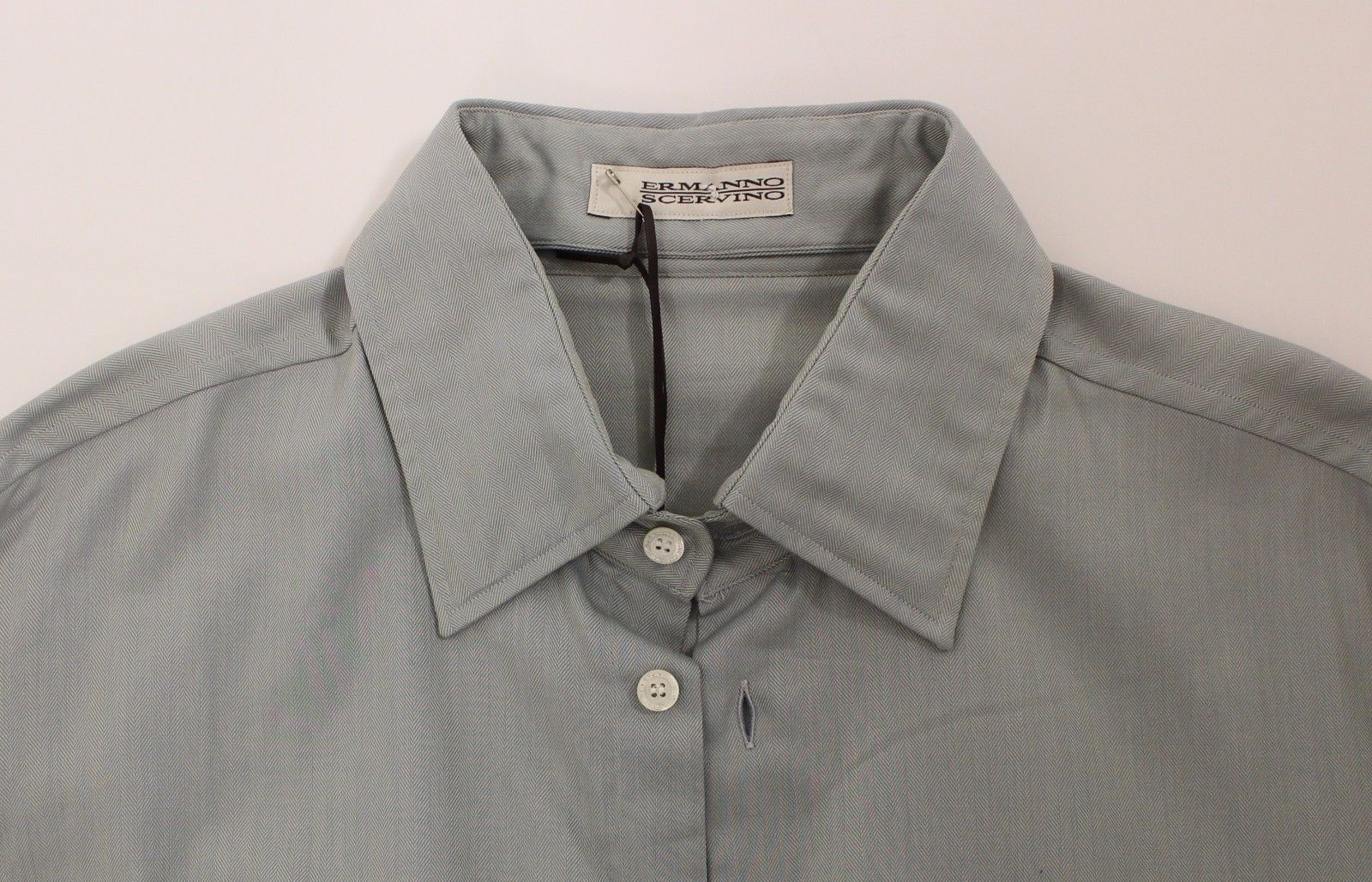 Ermanno Scervino Gray Cotton Long Sleeve Casual Shirt Top Ermanno Scervino