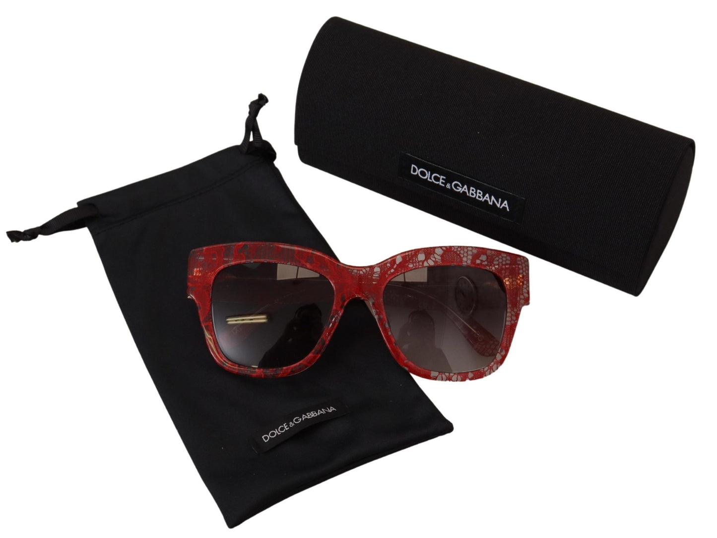 Dolce & Gabbana Red Lace Acetate Rectangle Shades DG4231F Sunglasses