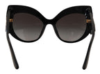 Dolce & Gabbana black and gold sequin butterfly polarized sunglasses with tinted lenses and stylish frame.